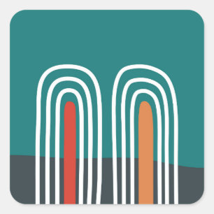 Boho rainbow hand drawn design square sticker