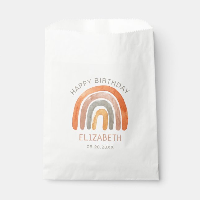 Boho Rainbow Happy Birthday  Favour Bag (Front)