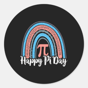 Boho Rainbow Happy Pi Day 3.14 Math Geek 3 Classic Round Sticker