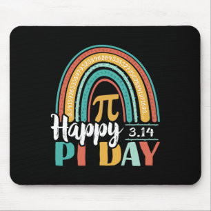 Boho Rainbow Happy Pi Day 3.14 Math Geek  Mouse Pad