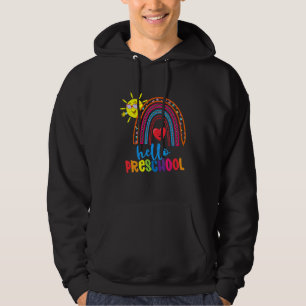 Boho Rainbow Heart For Teachers Women Hello Presch Hoodie