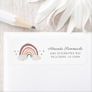 Boho Rainbow Hearts Baby Shower Return Address