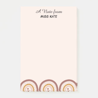 Boho Rainbow Hearts Personalized Teacher Post-it N Notes