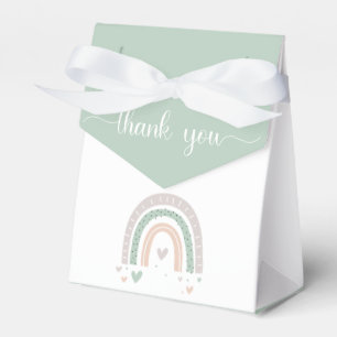 Boho Rainbow Hearts Sage Baby Shower Favor Box