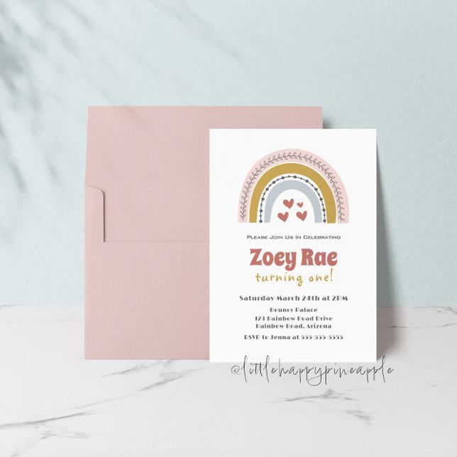 Boho Rainbow Invitation d'anniversaire (Créateur téléchargé)