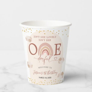 Boho Rainbow Isn't She Onederful Birthday Paper Cups