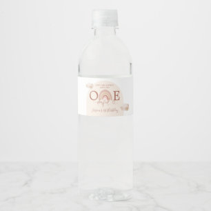 Boho Rainbow Isn't She Onederful Birthday Water Bottle Label