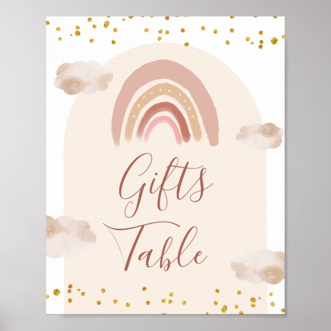 Boho Rainbow Isn't She Onederful Gifts Table Poster (Front)