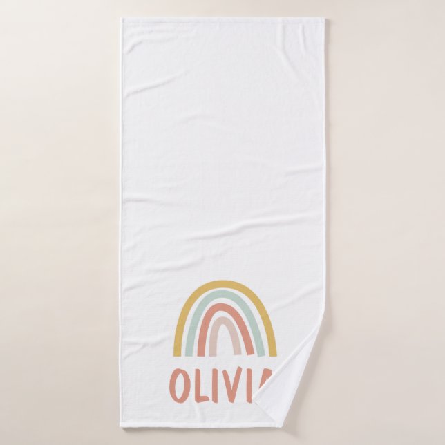 Boho Rainbow Kids Personalized Bath Towel (Bath Towel)
