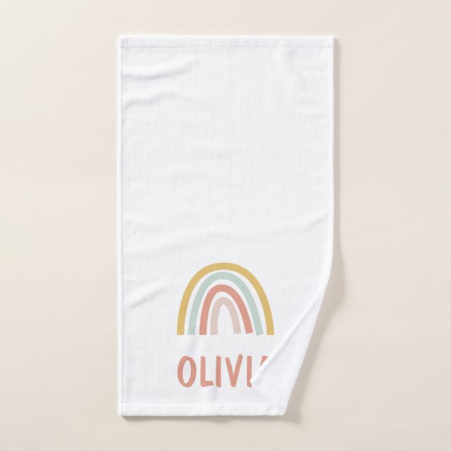 Boho Rainbow Kids Personalized Hand Towel (Hand Towel)