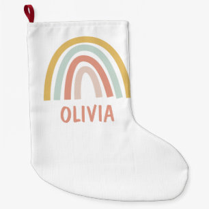 Boho Rainbow Kids Personalized Large Christmas Stocking