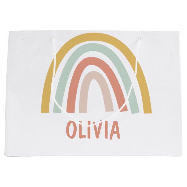 Boho Rainbow Kids Personalized Large Gift Bag (Front)