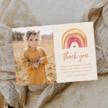 Boho Rainbow Kids Photo Birthday Thank You Card<br><div class="desc">Boho Rainbow Kids Photo Birthday Thank You Card with hand-painted watercolor rainbow and  modern design. Click the edit button to customize this design with your details.</div>