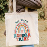 Boho Rainbow Kindergarten Tribe Teacher Squad Tote Bag<br><div class="desc">Kindergarten teachers are some of the most important people in a child's life. They provide an environment where children can learn and grow, and they're often there for years to come. That's why we think it's the perfect gift to give a kindergarten teacher something special - a personalized journal! Not...</div>