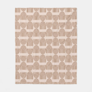 Boho Rainbow Line Arch in Brown and Terracotta  Fleece Blanket