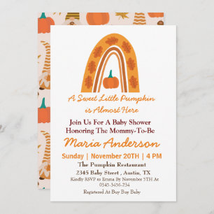 Boho Rainbow Little Pumpkin Fall Baby Shower  Invitation