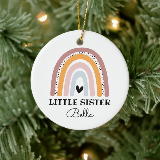 Boho Rainbow Little Sister Ceramic Ornament (Tree)