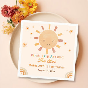 Boho Rainbow Little Sunshine Birthday Napkins
