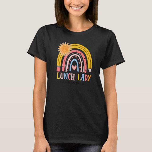 Boho Rainbow Lunch Lady Squad First Day Of School T-Shirt (Front)