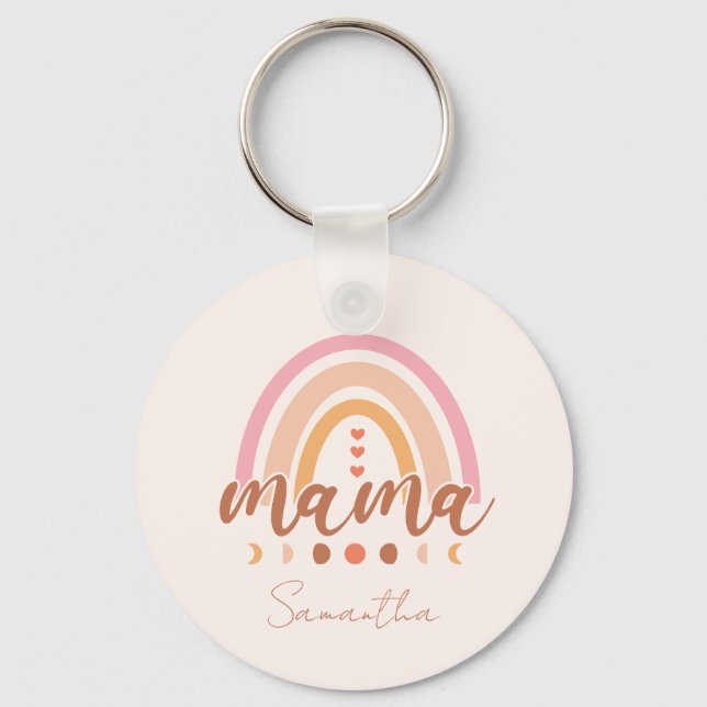 Boho Rainbow Mama Keychain (Front)
