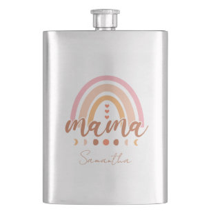 Boho Rainbow Mama with Moon Phases Hip Flask