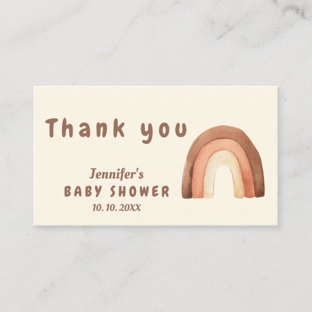 Boho rainbow minimalism baby shower Thank you  Enclosure Card (Front)
