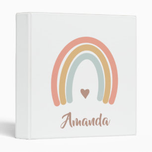 Boho Rainbow Monogram  3 Ring Binder