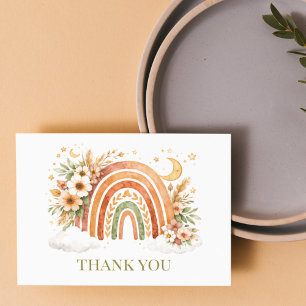 Boho Rainbow Neutral Baby Shower  Thank You Card