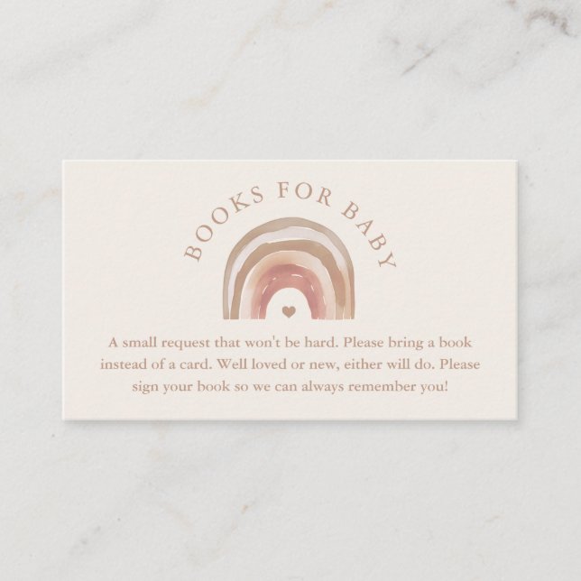 Boho Rainbow Neutral Books for Baby Enclosure Card (Front)