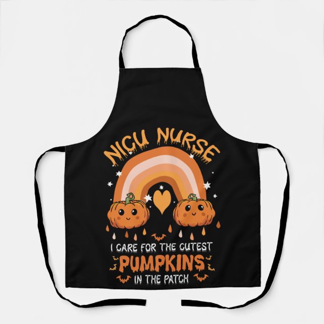 Boho Rainbow NICU Nurse Cutest Pumpkins The Patch Apron (Front)