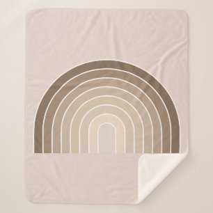 Boho Rainbow Olive Earth Tones Sherpa Blanket