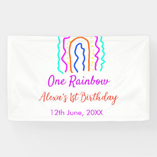 Boho Rainbow one birthday kids bright retro bold Banner