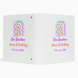 Boho Rainbow one birthday kids bright retro bold Binder