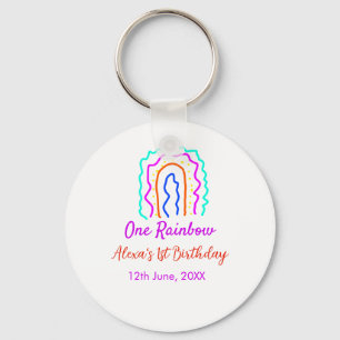 Boho Rainbow one birthday kids bright retro bold Keychain