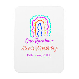 Boho Rainbow one birthday kids bright retro bold Magnet
