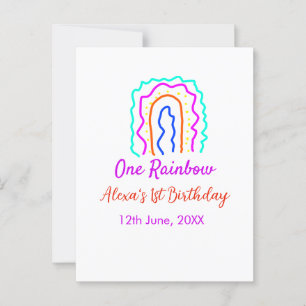 Boho Rainbow one birthday kids bright retro bold Postcard