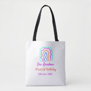 Boho Rainbow one birthday kids bright retro bold Tote Bag