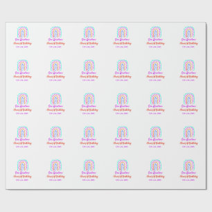Boho Rainbow one birthday kids bright retro bold Wrapping Paper