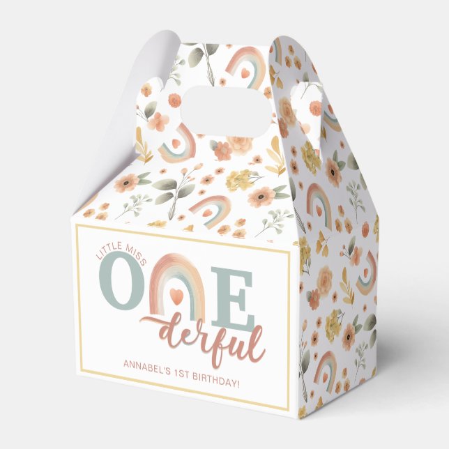 Boho Rainbow Onederful 1st Birthday Favour Boxes – (Back Side)