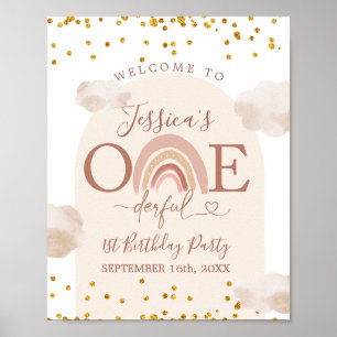 Boho Rainbow Onederful Birthday Welcome sign