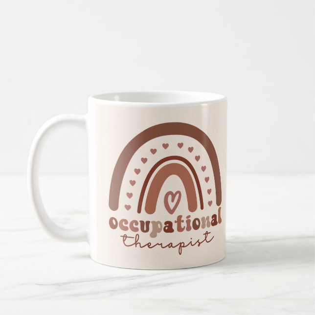 Boho Rainbow OT Occupational Therapist Gift Coffee Mug (Left)