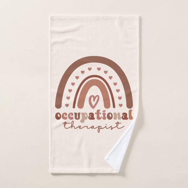 Boho Rainbow OT Occupational Therapist Gifts Hand Towel (Hand Towel)