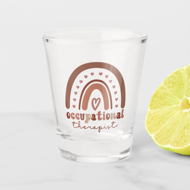Boho Rainbow OT Occupational Therapist Gifts Shot Glass (Front)