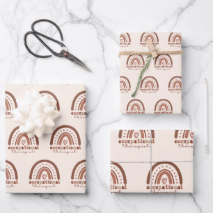 Boho Rainbow OT Occupational Therapist Wrapping Paper Sheet