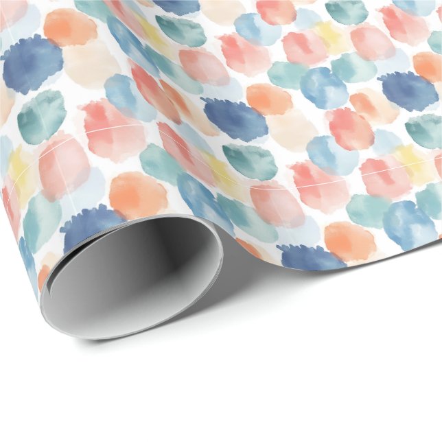 Boho Rainbow Paint Splotches on White Wrapping Paper (Roll Corner)