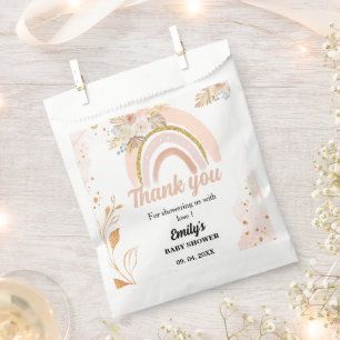 Boho Rainbow Pampas Grass Thank you Baby Shower Favour Bag