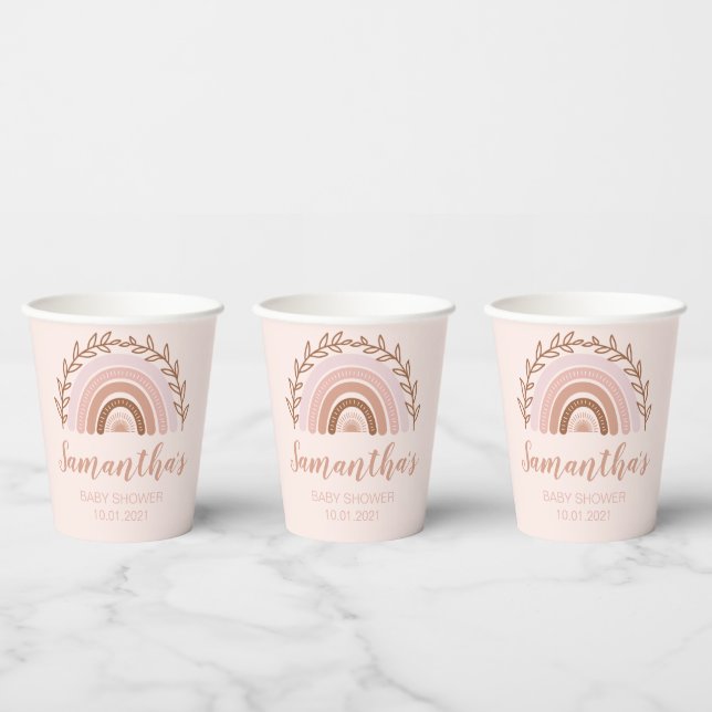 Boho Rainbow Paper Cups, Terracotta Dusty Pink Paper Cups (Multi)