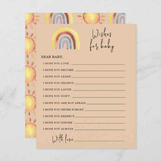 Boho Rainbow Party game | wishes for baby (Front/Back)