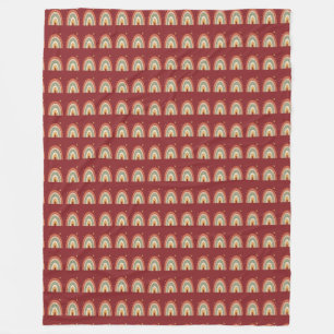 Boho Rainbow Pattern Neck Tie Fleece Blanket