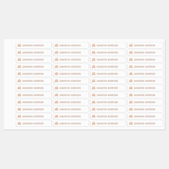 boho rainbow personalized name school labels (Sheet)